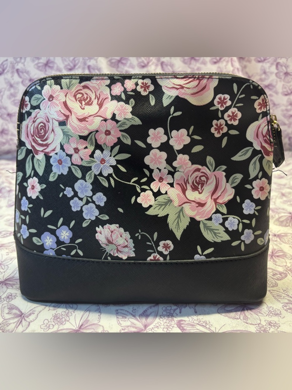 🌀Madden Girl Black Floral Dome Makeup Bag - Picture 3 of 5